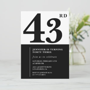 Convite de aniversário de 43 anos elegante para mu