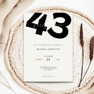 Convite de Aniversário de 43 anos Minimalista - Ti