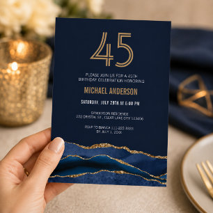 Convite de Aniversário de 45 anos em Dourado Marin