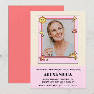convite de aniversário de 45 anos Flores Cor-de-Ro