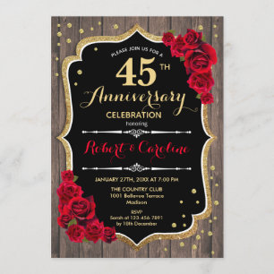 Convite de Aniversário de 45 anos - Madeira Rústic