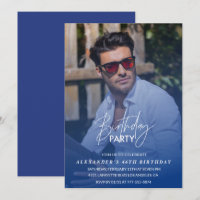 convite de aniversário de 46 anos azul Festa de an
