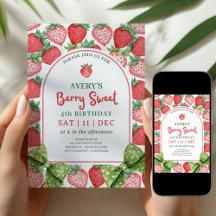Convite de Aniversário de 4 anos Berry Sweet Moran