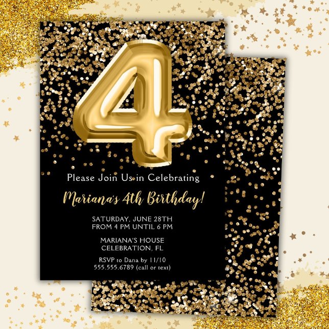 Convite de Aniversário de 4 anos da Menina Black G (Criador carregado)