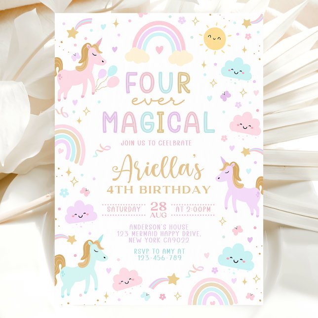 Convite de Aniversário de 4 anos da Sereia, Para s (mermaid 4th invitation)