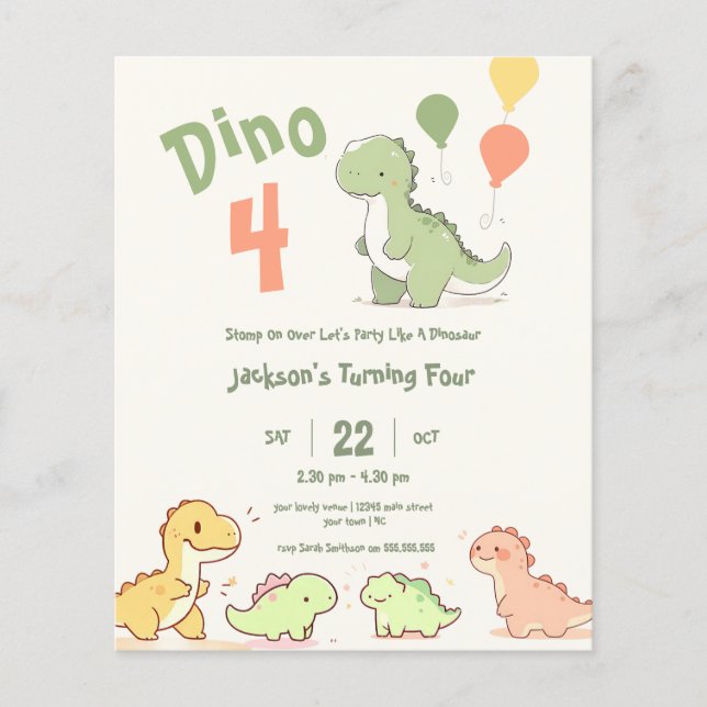 Convite de Aniversário de 4 Anos do Orçamento Dino (Frente)