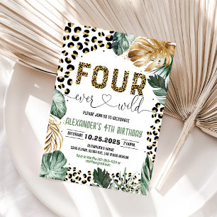 Convite de Aniversário de 4 Anos Four Ever Wild Le