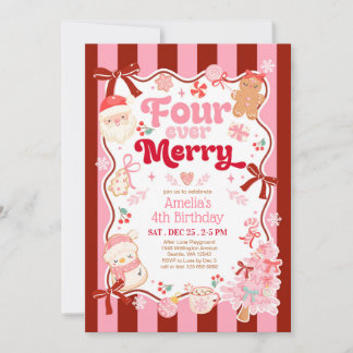 Convite de Aniversário de 4 anos Natal Four Ever M