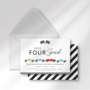 Convite de Aniversário de 4 anos Need Four Speed