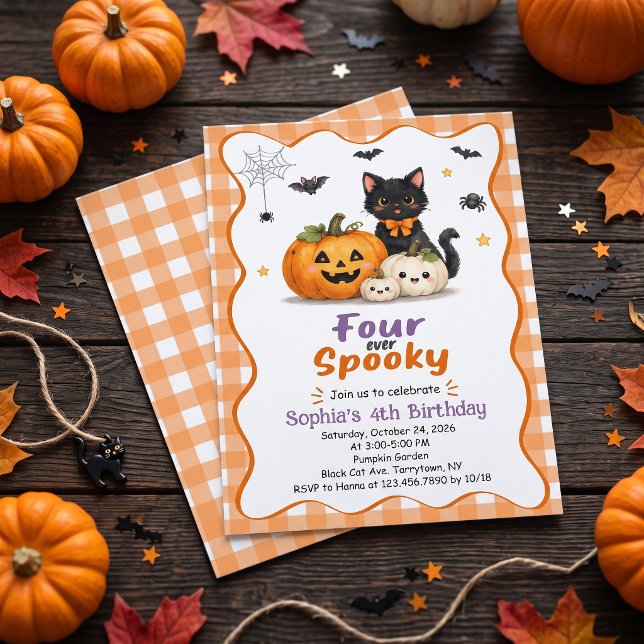 Convite de Aniversário de 4 anos para o Halloween  (Criador carregado)