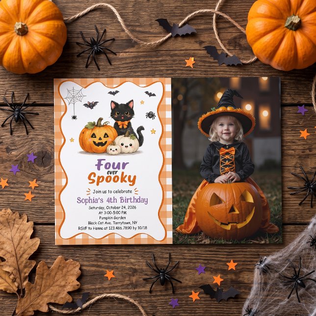 Convite de Aniversário de 4 anos para o Halloween  (Criador carregado)