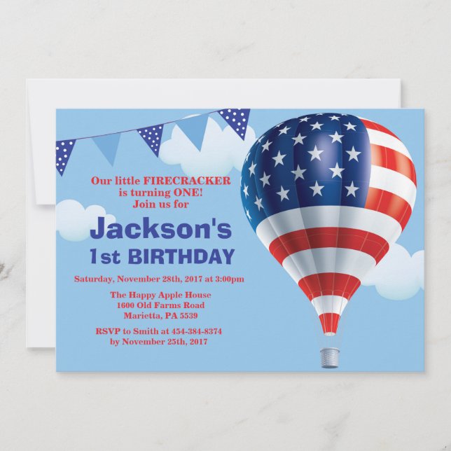Convite de Aniversário de 4 de Julho (Frente)
