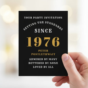 Convite de Aniversário de 50 anos 1976 Preto Doura