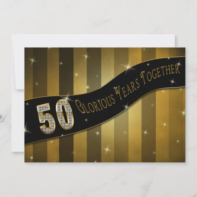 Convite de Aniversário de 50 anos - Anos Gloriosos (Frente)