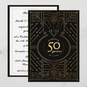 Convite de Aniversário de 50 anos Art Déco Primoro
