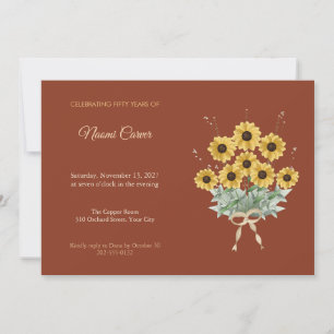 Convite de Aniversário de 50 anos Boho Bouquet Rud