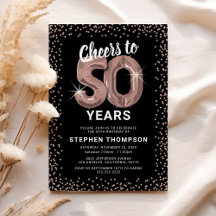 Convite de Aniversário de 50 anos Chic Rose Gold