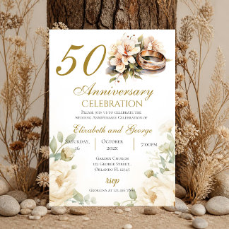 convite de aniversário de 50 anos com alianças