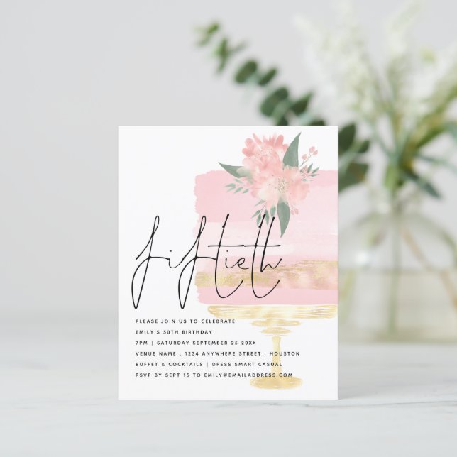 Convite de Aniversário de 50 anos com Bolo de Aniv (Em pé/Frente)