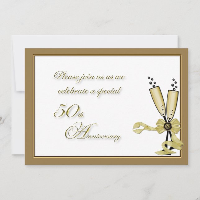 Convite de Aniversário de 50 anos com Champanhe (Frente)