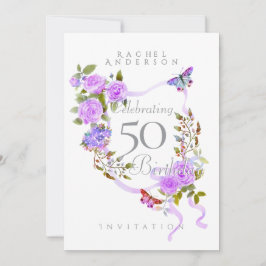 Convite de Aniversário de 50 anos com Faixa de Ros