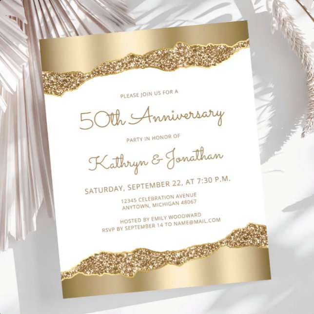 Convite de Aniversário de 50 anos com Glitter de F (Criador carregado)