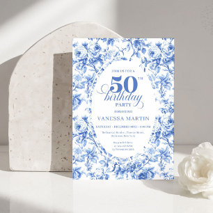 Convite de Aniversário de 50 anos com Rosas Toile