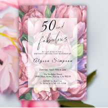 Convite de Aniversário de 50 anos com Tema Floral