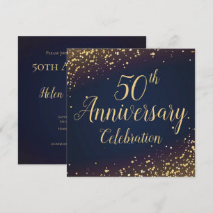 Convite de Aniversário de 50 anos Confete Dourado