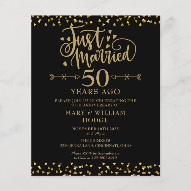 Convite de Aniversário de 50 Anos de Casados Budge (Frente)