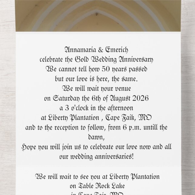 convite de aniversário de 50 anos de casamento a o (Centro Interno)