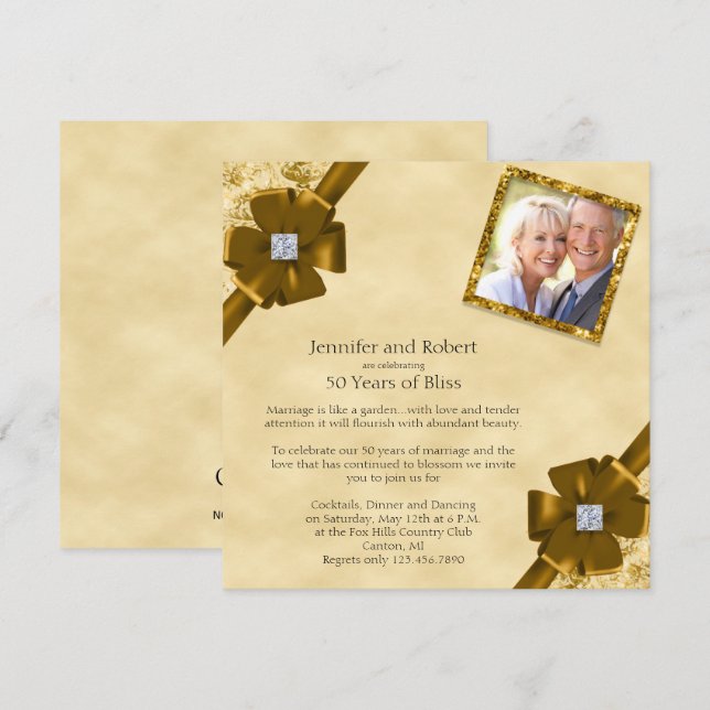 Convite de Aniversário de 50 Anos de Casamento Bri (Frente/Verso)