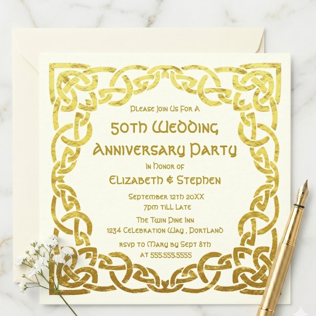 Convite de Aniversário de 50 Anos de Casamento com (Criador carregado)