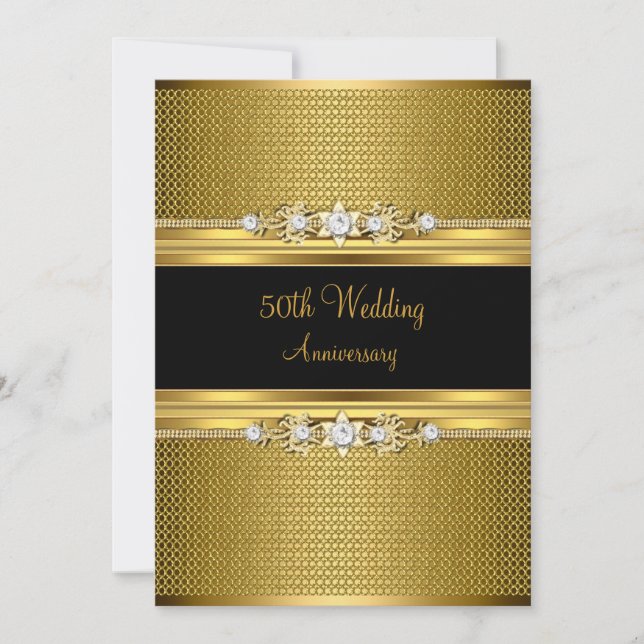 Convite de Aniversário de 50 Anos de Casamento Dia (Frente)