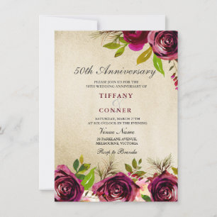 Convite de aniversário de 50 anos de casamento em 