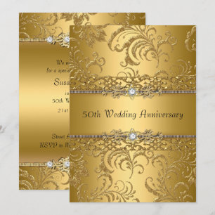 Convite de Aniversário de 50 Anos de Casamento Red