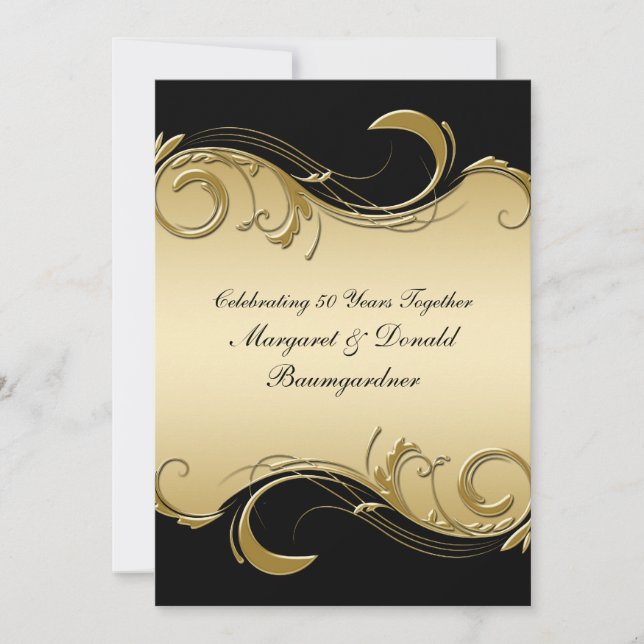 Convite de Aniversário de 50 Anos de Casamento Vin (Frente)