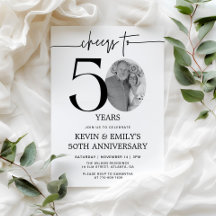 Convite de Aniversário de 50 anos de Foto Simples