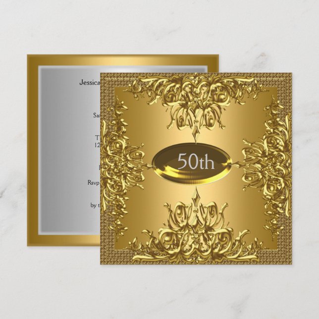 Convite de Aniversário de 50 anos de idade em Dour (Frente/Verso)