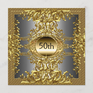 Convite de Aniversário de 50 anos Dourado