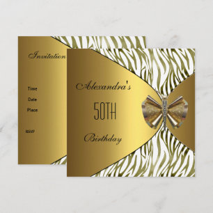 Convite de Aniversário de 50 anos Dragonfly Gold J