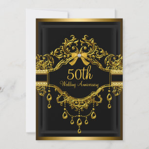 Convite de Aniversário de 50 anos Elegante Damasco