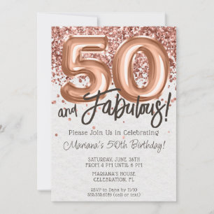 Convite de Aniversário de 50 anos em Rose Gold