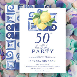 Convite de Aniversário de 50 anos Estilo Limão Med