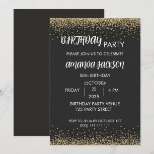 Convite de Aniversário de 50 anos Faux Dourado Pre