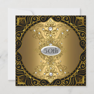 Convite de Aniversário de 50 Anos Festa a Ouro