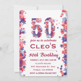 Convite de Aniversário de 50 Anos Festa de 4 de Ju