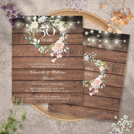 Convite de Aniversário de 50 Anos Floral Rústico E