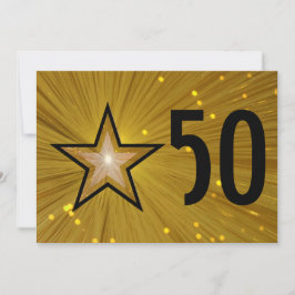 Convite de aniversário de 50 anos 'Gold Star' com 