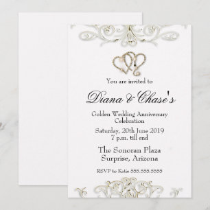 Convite de Aniversário de 50 anos Golden Swirl